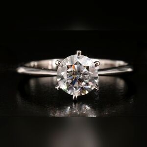 Genuine Diamond Solitaire Engagement Ring | 14K White Gold | 1.02 CT |